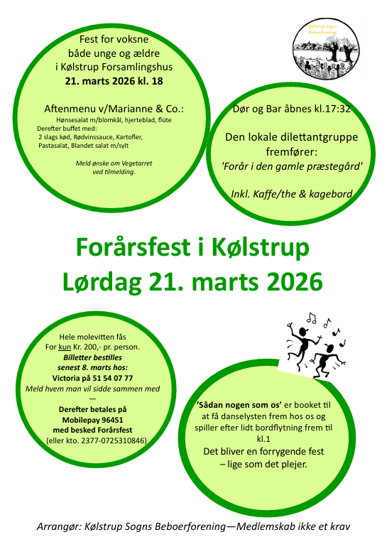 Annoncering af beboerforeningens forårsfest 2026